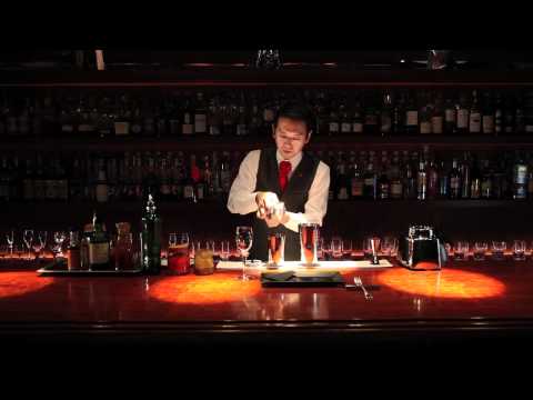 Japanese bartender making a Bloody Sam