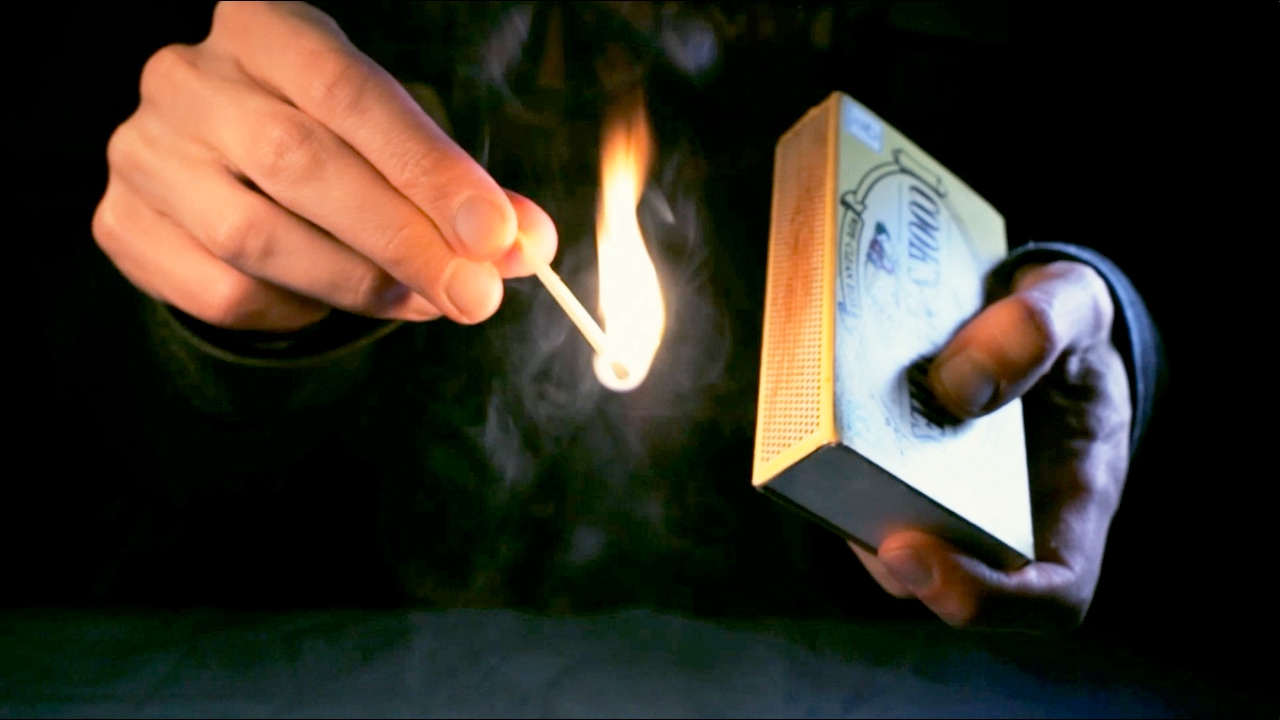 ASMR striking matches & extinguishing in water, satisfying (Binaural