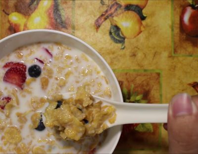 Frosted Flakes with Blueberries and Strawberries ASMR Eating Sounds No Talking